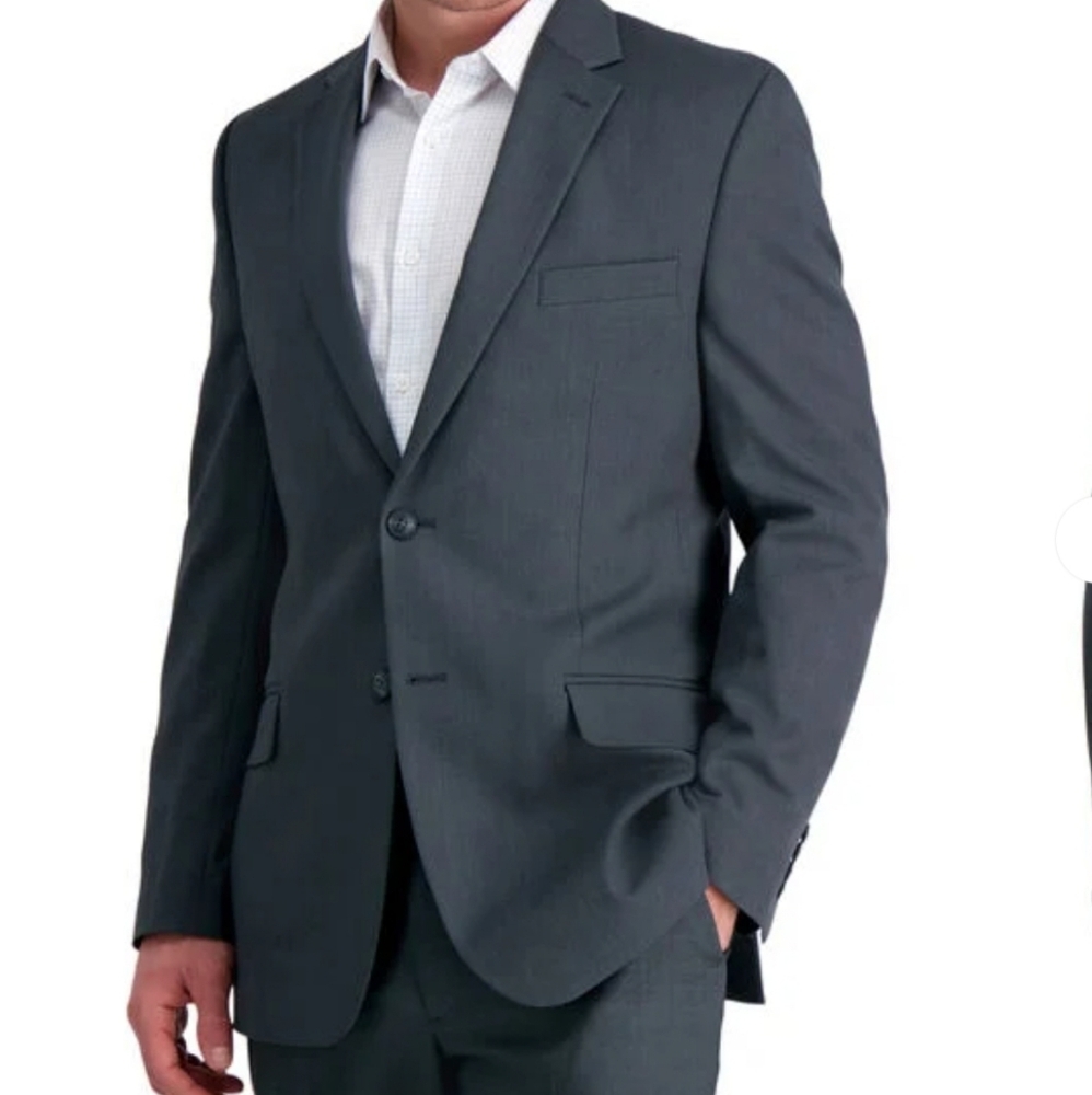 Haggar Tailored Fit Travel Performance Suit‎ Jacket Men's 46L Dark Heather Gray